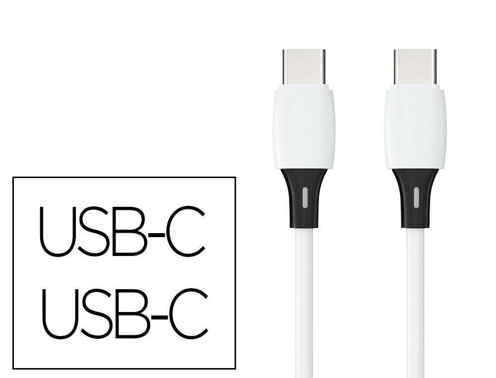 CABLE USB-C A USB-C Q-CONNECT PVC LONGITUD 2M BLANCO